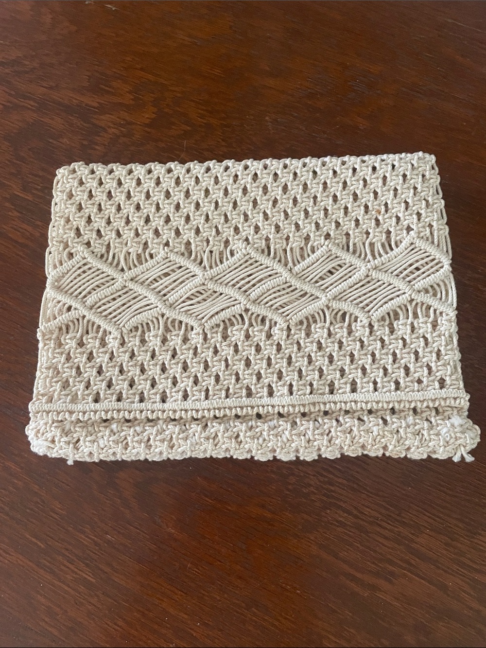 Handmade Cream Crochet Clutch Bag like new